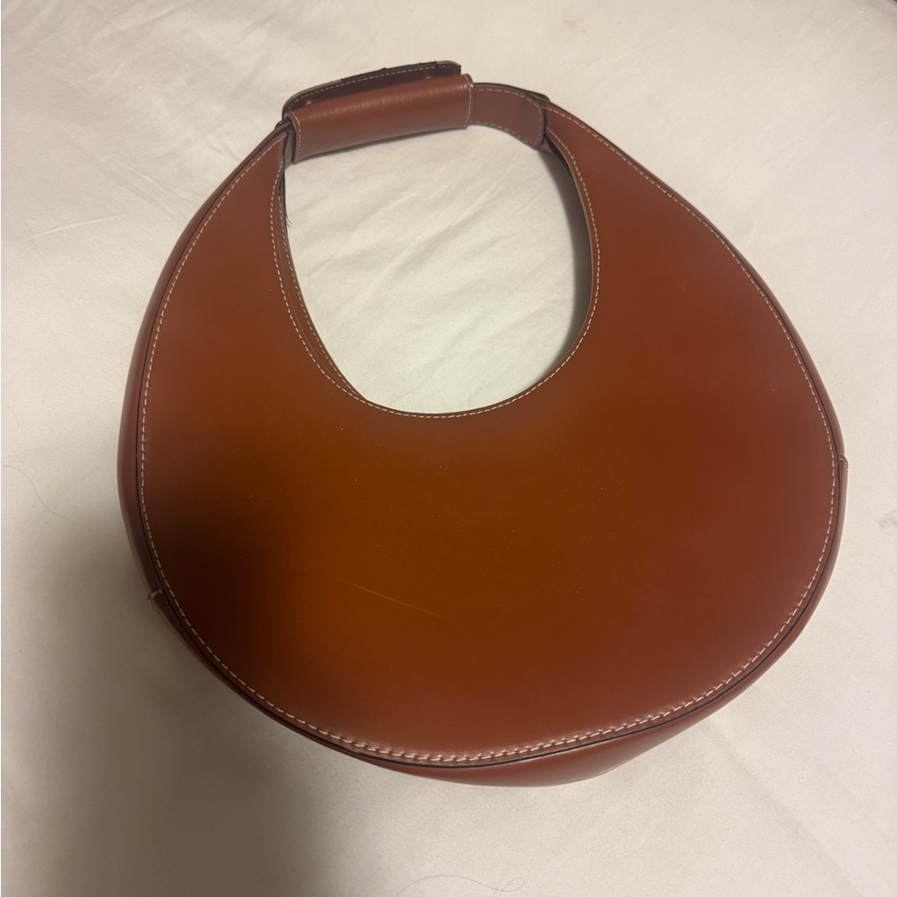 STAUD Rich Tan Shoulder Bag moon leather tote